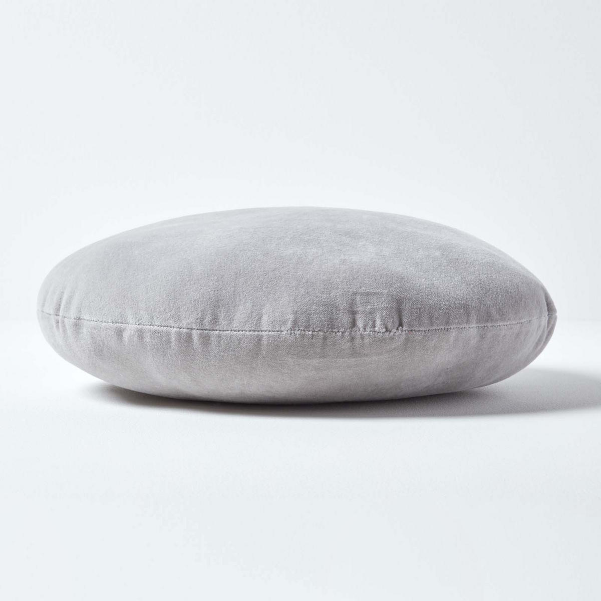 DEKOKISSEN rund grau, Baumwollsamt?40 cm - Hellgrau, Textil (40/40cm) - Homescapes