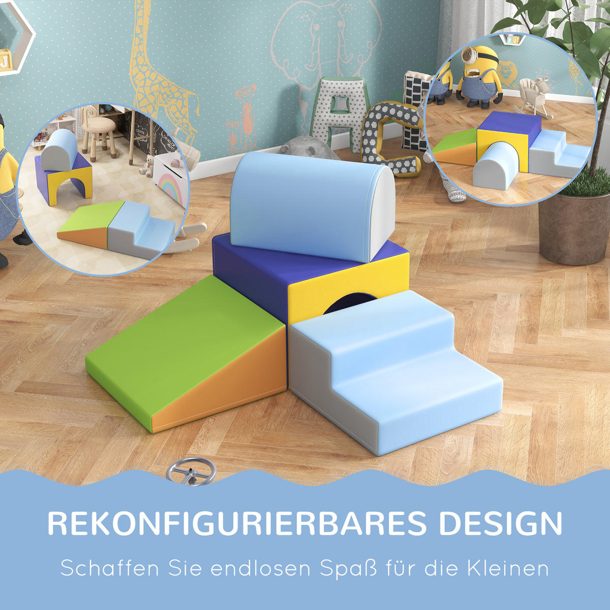 BAUSTEINSET - Hellblau/Grau, Kunststoff (50/39/150cm) - HOMCOM