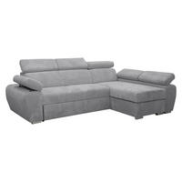 ECKSOFA Boston Mini Premium Cord 2RLC Seite: Rechts 2R+LC - Chromfarben/Hellgrau, Holz/Textil (255/170cm) - MIRJAN24