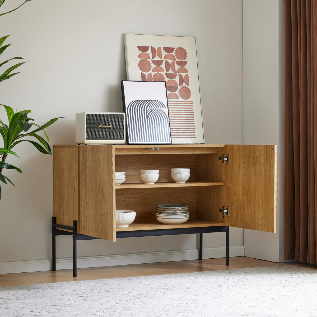 SIDEBOARD 100/40/75 cm Natur aus Spanplatte mit Metallbeinen - Naturfarben, Holzwerkstoff (40/75/100cm) - OKMYHOME