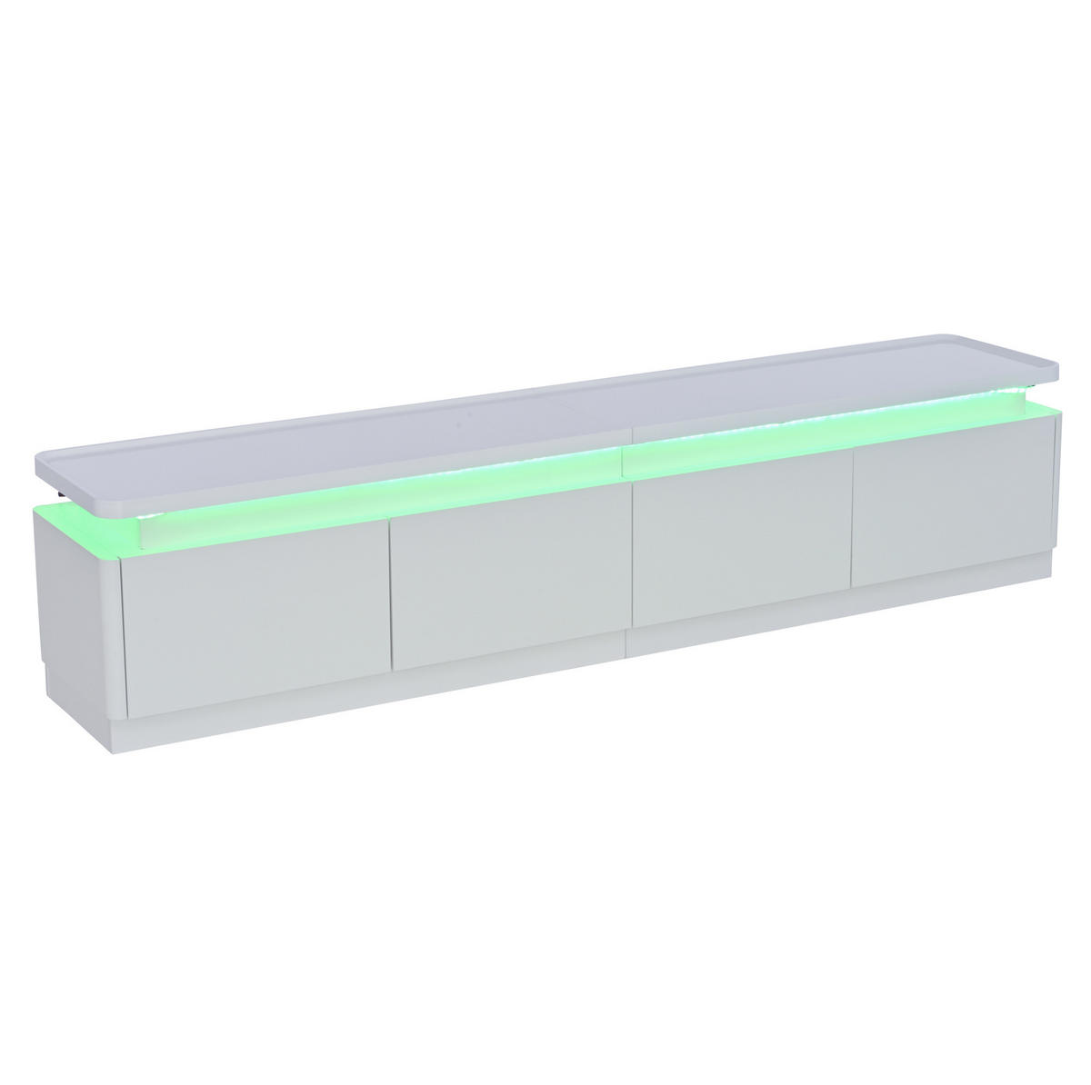 TV skříňka 180/34/40 cm bílá, vysoký lesk, LED a 4 zásuvky - bílá, kompozitní dřevo (180/40/34cm) - BEAOK