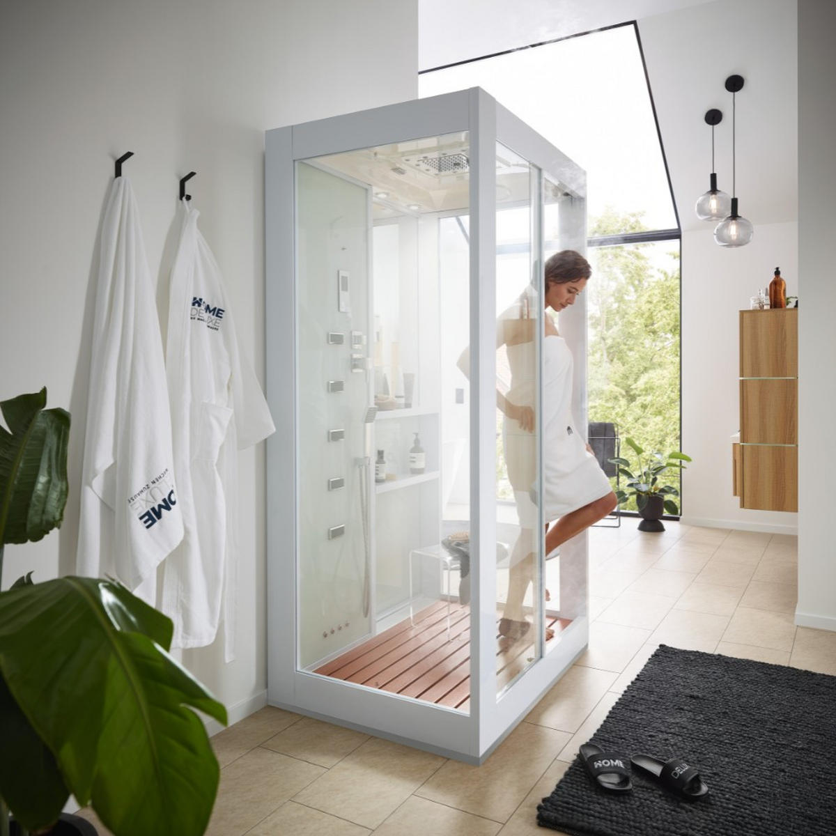 DAMPFDUSCHE LUXORY XL - Weiß - Weiß, Glas (90cm) - Home Deluxe