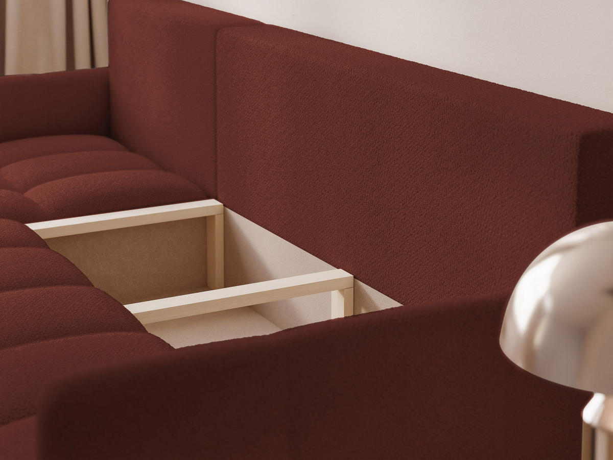ECKSOFA LUPOO mit Schlaffunktion und Bettkasten Braun - Braun, Holzwerkstoff/Kunststoff (213/152cm) - Idohome