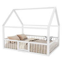 KINDERBETT 140/200 cm aus Metall mit Dachgestell und Sicherheitsgeländer, Weiß - Weiß, Metall (140/200cm) - Redom