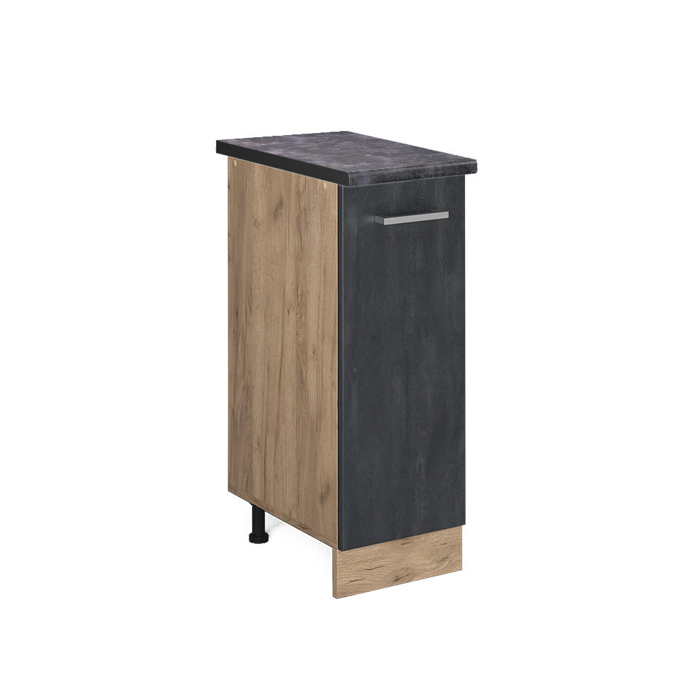 APOTHEKERSCHRANK R-Line Schwarz Beton 30 cm AP Anthrazit - Eiche Wotan/Schwarz, Holzwerkstoff (30/81.6/60cm) - Vicco