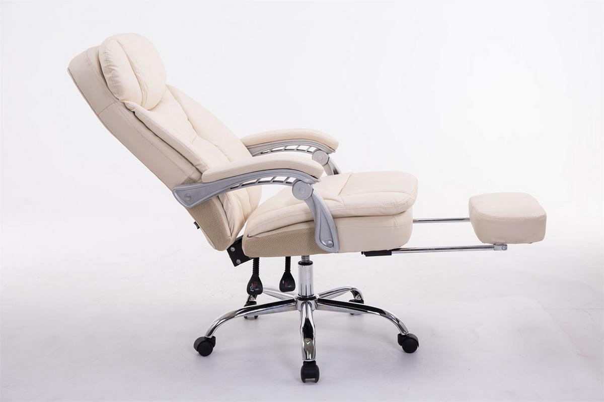 BÜROSTUHL XL Troja, Kunstleder Creme - Creme, Textil/Metall (67/122/67cm) - TPFLiving