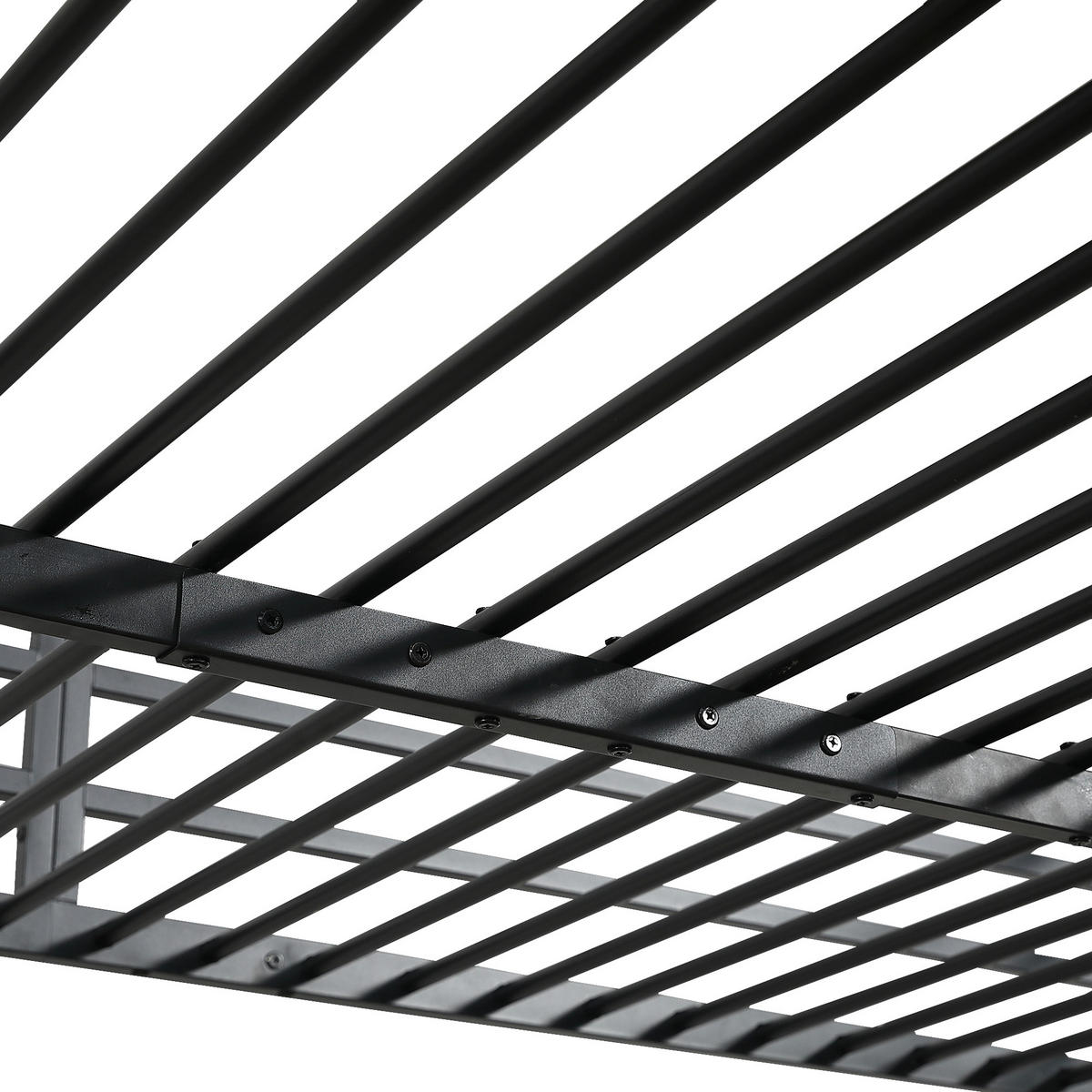HOCHBETT Schwarz Liegefläche 120/200 cm, Schreibtisch, Ablagefläche, Leiter, Lattenrost - Schwarz, Metall - PANGIVO