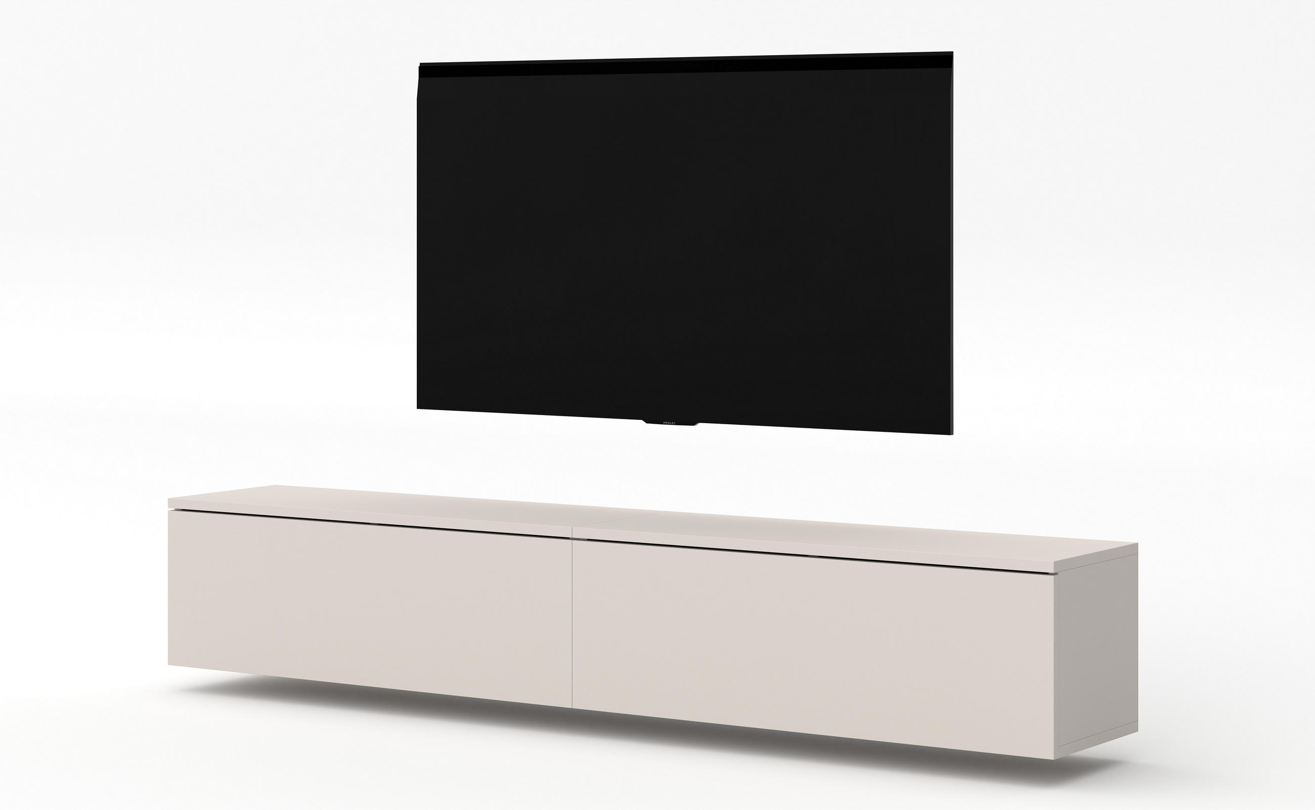 LOWBOARD Loriano 2x100 Beige Kaschmir 200/34/32 cm – TV Schrank - Beige, Holzwerkstoff/Kunststoff (200/34/32cm) - AX Living