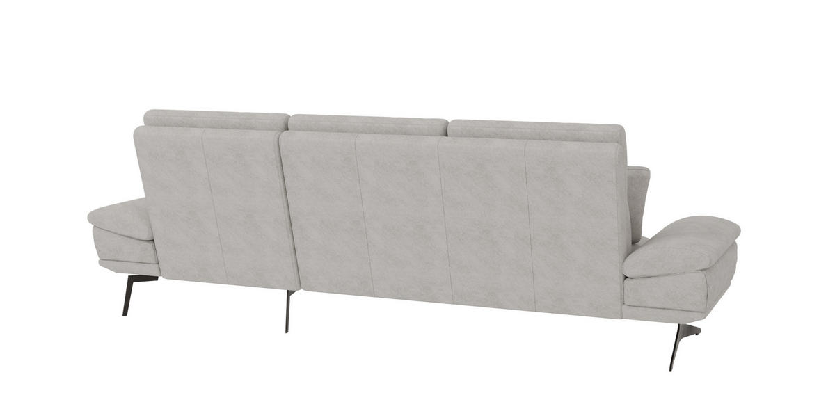 ECKSOFA Loris Grau Samt - Ottomane rechts - Schwarz/Grau, Holz/Textil (294/175cm) - S-Style Möbel