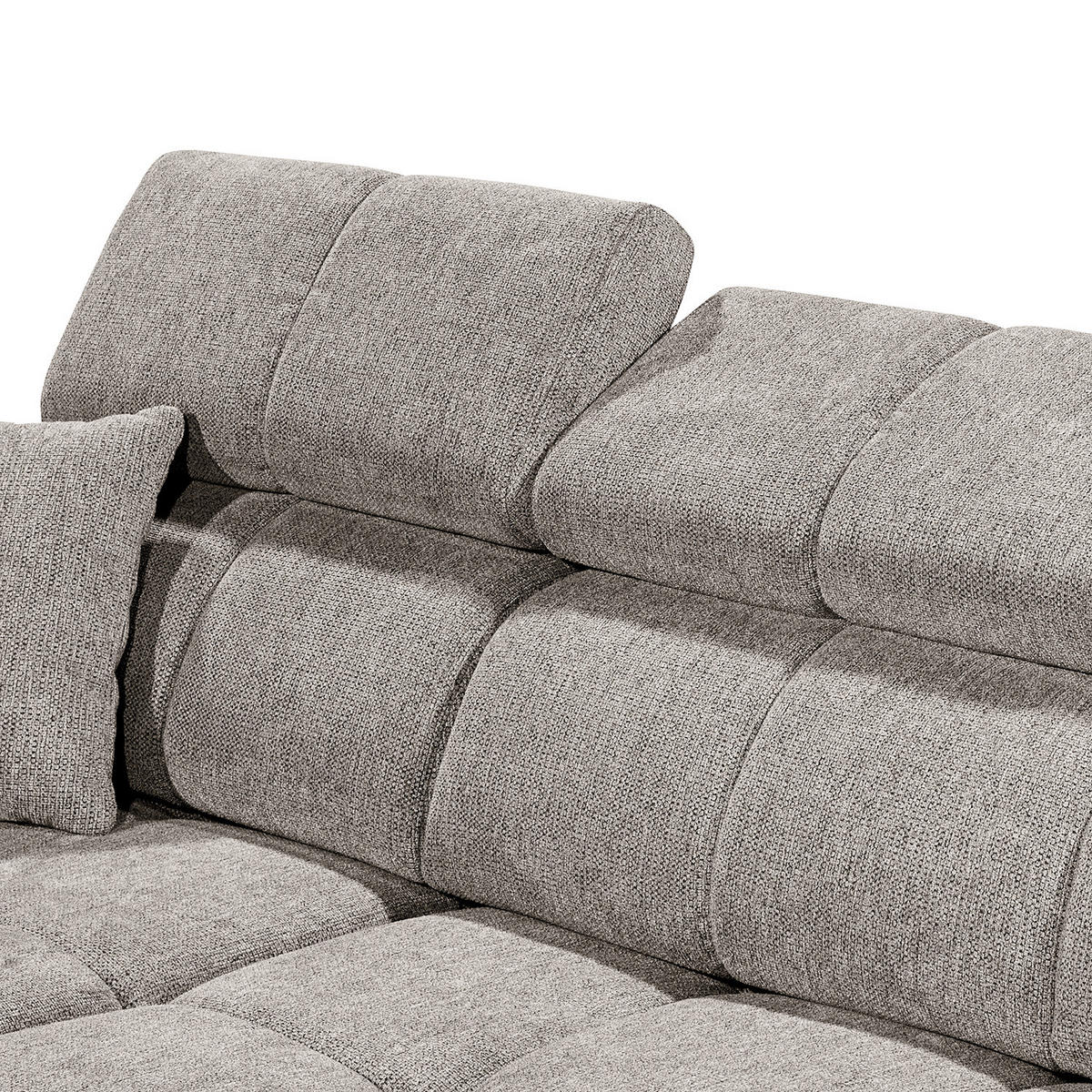 ECKSOFA mit Longchair - Kopfstütze verstellbar, Schlaffunktion, Bettkasten - Taupe/Schwarz, Kunststoff/Textil (268/172cm) - home24