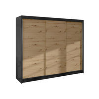 SCHWEBETÜRENSCHRANK Derby II - Braun, Holzwerkstoff/Metall (200/215/58cm) - MIRJAN24