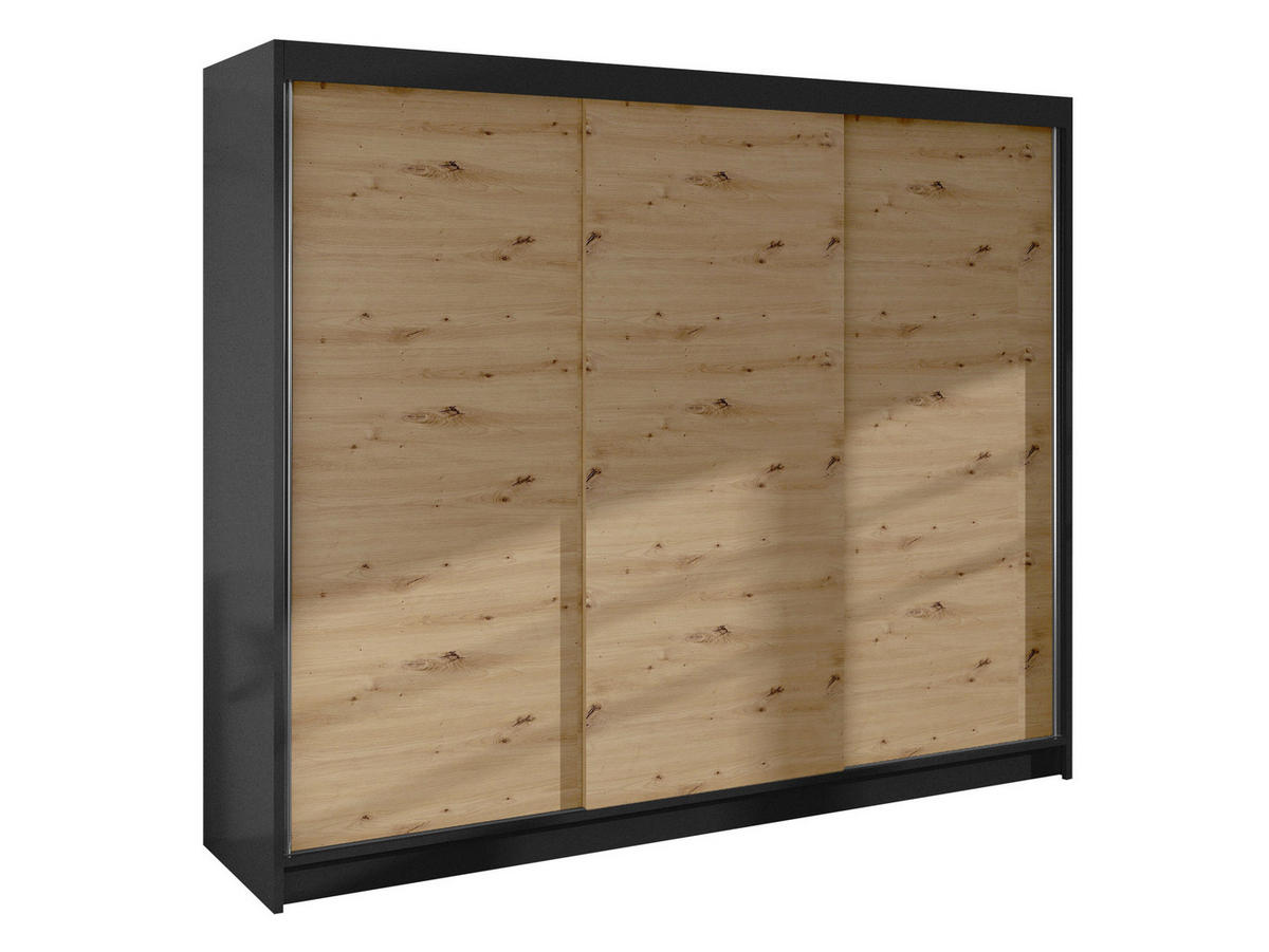 SCHWEBETÜRENSCHRANK Derby II - Braun, Holzwerkstoff/Metall (200/215/58cm) - MIRJAN24