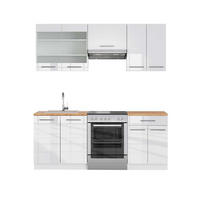 KÜCHENZEILE Fame-Line Weiß Hochglanz/Weiß 200 cm, AP Eiche - Weiß Hochglanz/Weiß, Holzwerkstoff (200/81.6/60cm) - Vicco