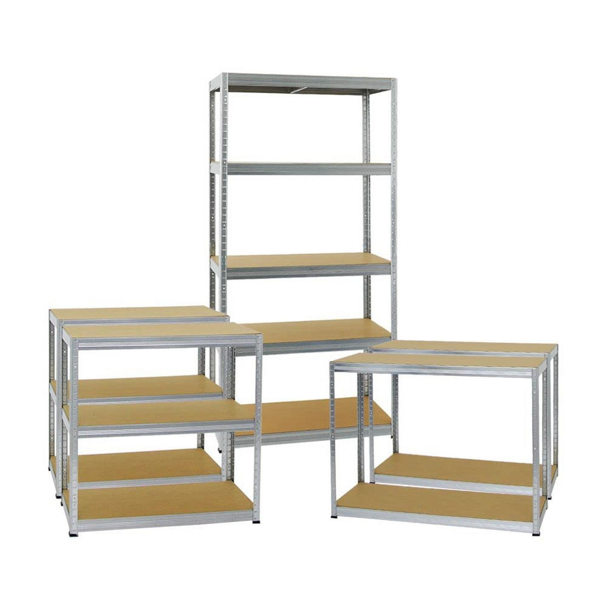 SCHWERLASTREGAL Slim Elephant S 3er-Set mit 3x 180x90x45 cm 5 Ebenen Fachlast 350 kg Verzinkt - Silberfarben, Metall (270/180/45cm) - PROREGAL