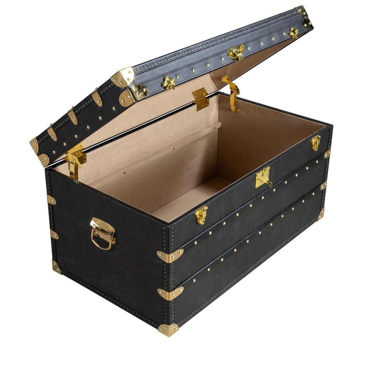 COUCHTISCH Rechteckig Schwarz Gold 93/54/50 cm - Schwarz, Leder (54/93/50cm) - ANGEL CERDA