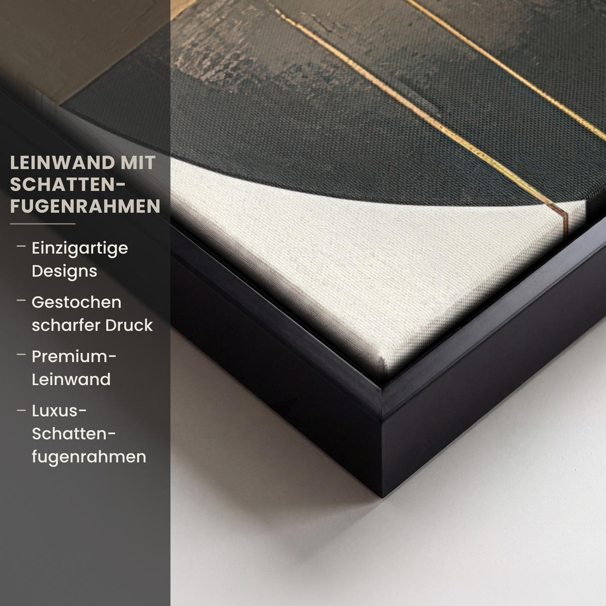 LEINWAND Bilder mit Rahmen - Abstrakt - Gold - Bronze - Grün - Formen - Modern - 50x50 - Multicolor, Textil (50/50cm) - MuchoWow