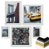 WANDBILDER 5er-Set - 50x50 cm & 20x30 cm & 40x60 cm Weißer Rahmen - Brückenstadt-Inschriften aus der Vogelperspektive - Weiß, Kunststoff (40/60cm) - ArtPrintCave