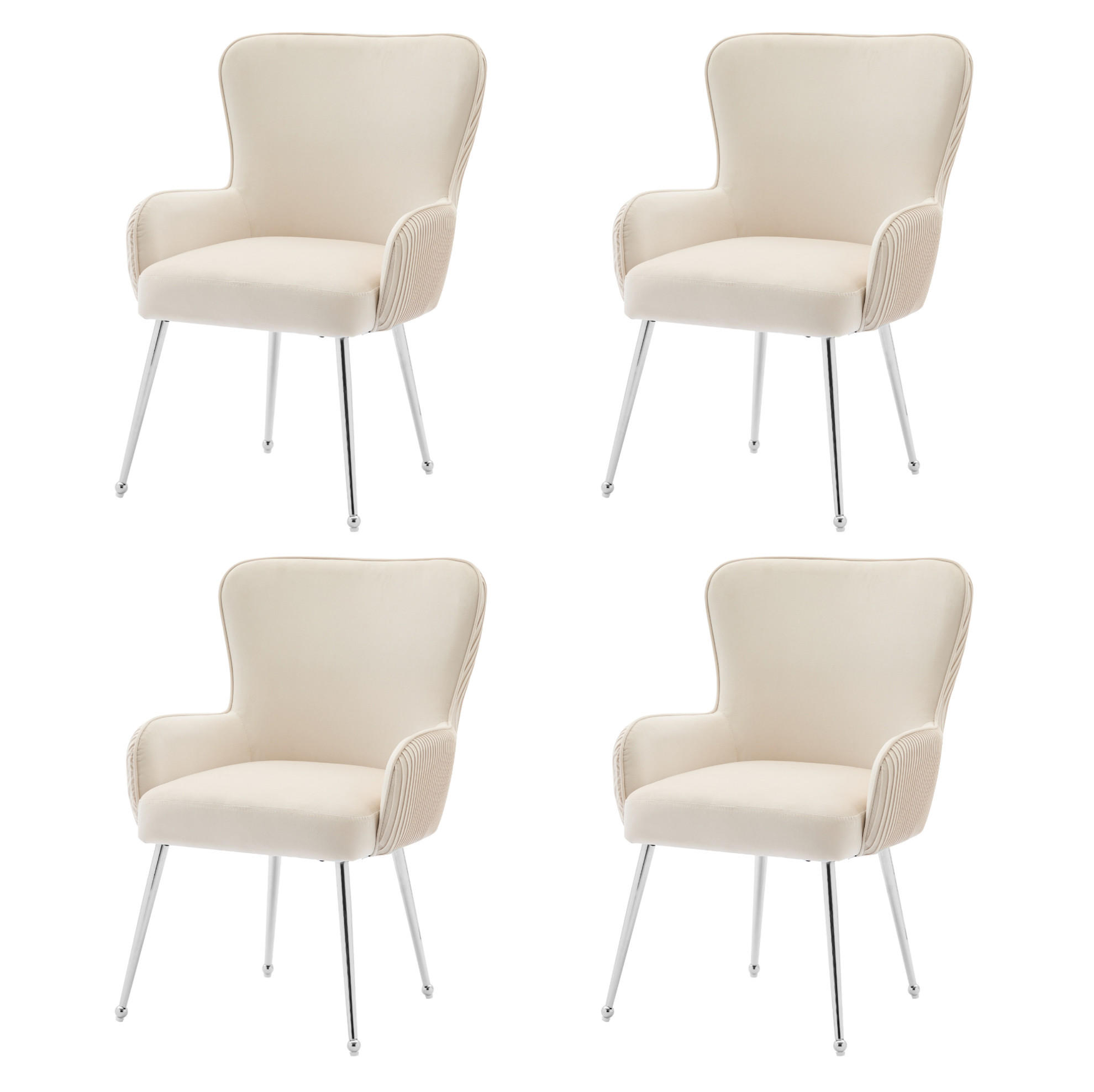 ESSZIMMERSTUHL 4er-Set Beige aus Samt mit Armlehnen - Beige, Textil (57/83/23cm)