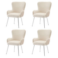 ESSZIMMERSTUHL 4er-Set Beige aus Samt mit Armlehnen - Beige, Textil (57/83/23cm)
