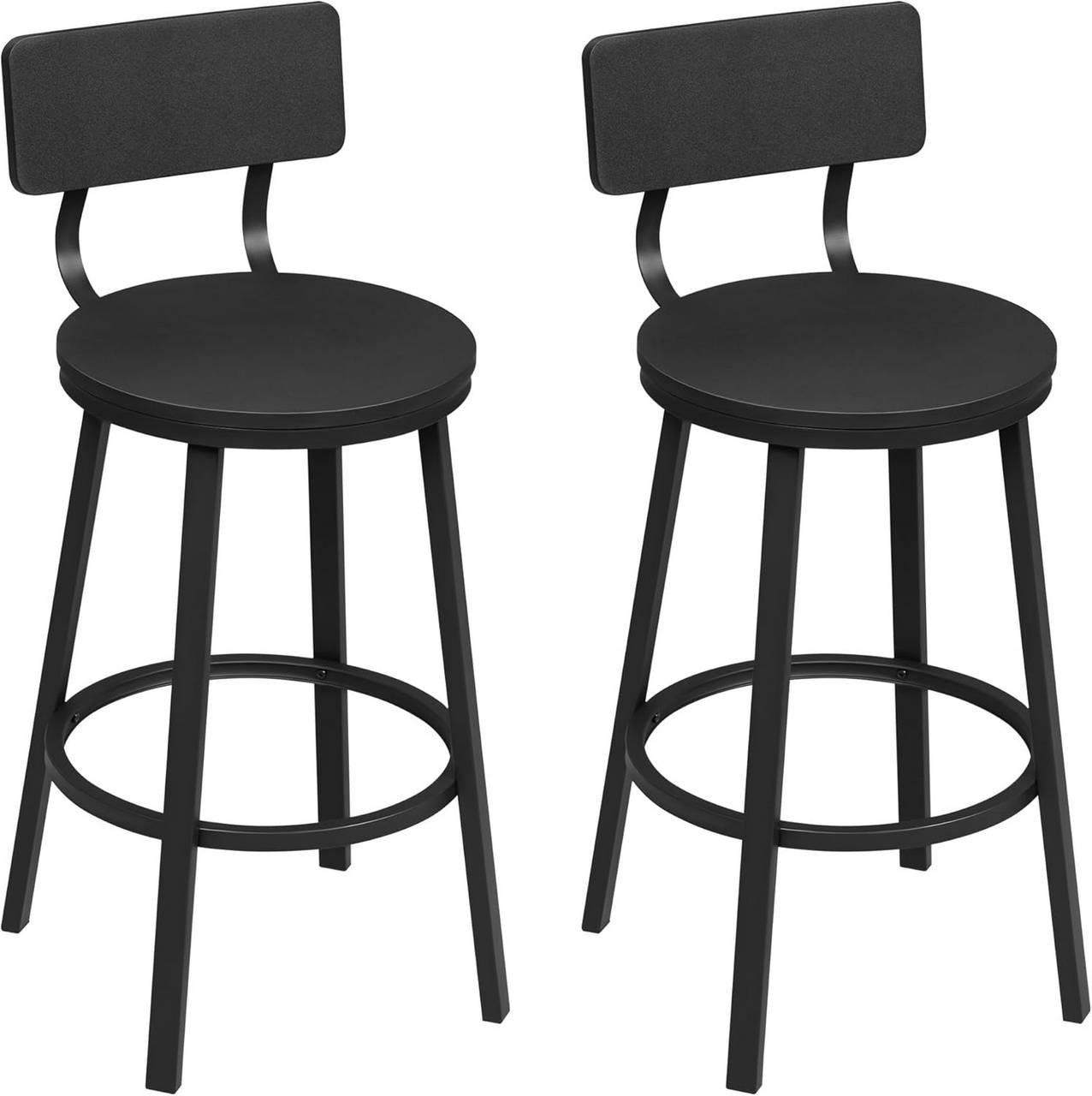 BARHOCKER 2er Set, Metallgestel, Schwarz - Schwarz, Holzwerkstoff/Metall (51.5/89/51.5cm) - Woltu