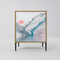 SIDEBOARD VELVET CROSSING, Eichefarben, 57,5x42x72,5 cm, Schwarze Metallfüße - Eichefarben/Multicolor, Holzwerkstoff/Metall (57.5/72.5/42cm) - SpaceRebels