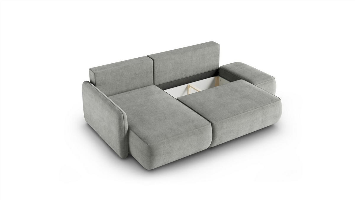 ECKSOFA Luka Mit Schlaffunktion - Hellgrau, Holzwerkstoff/Textil (229/148cm) - Fun Möbel