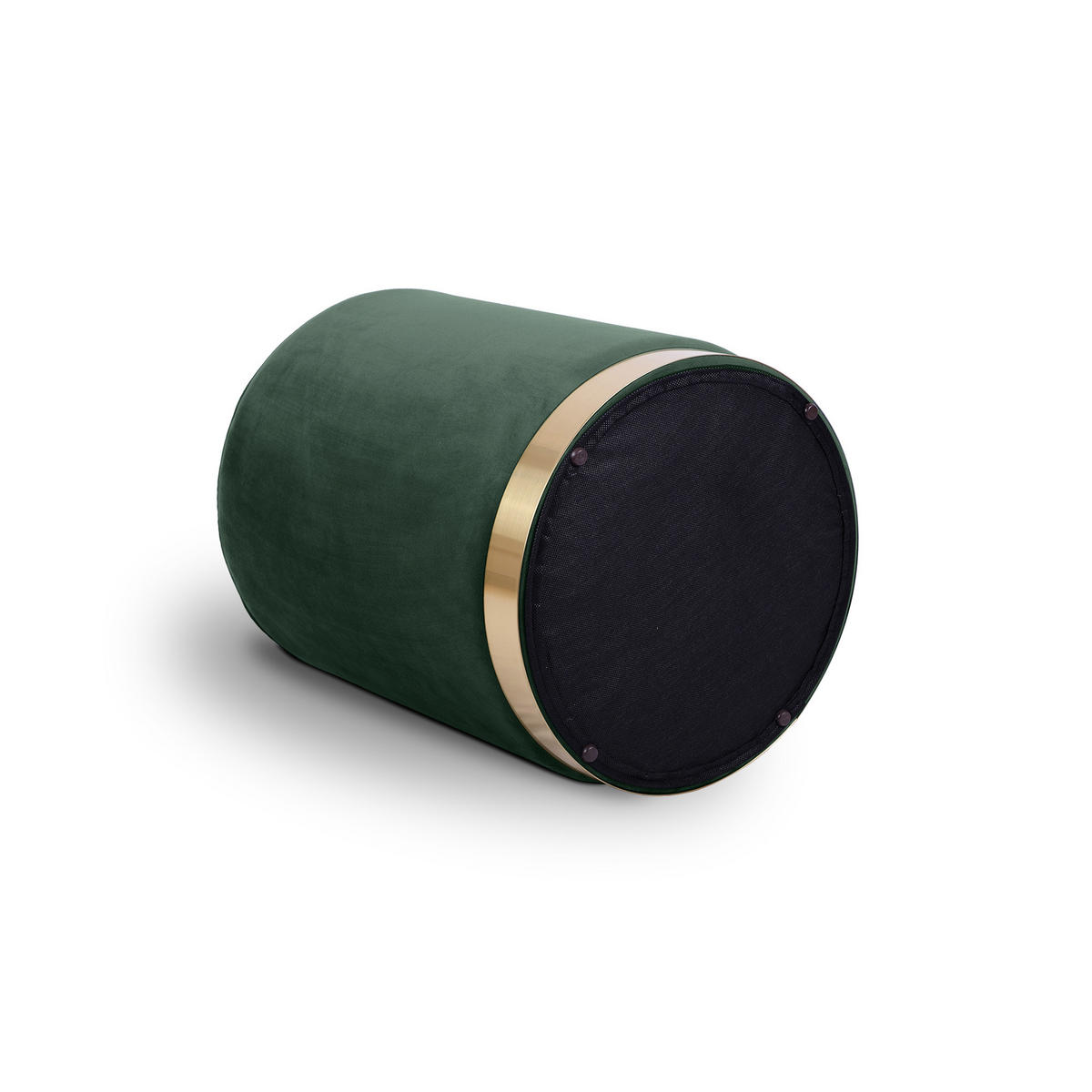 SITZPUFF Charlotte I aus tannengrünem Samt und goldfarbenem Metall - Waldgrün/Grün, Holzwerkstoff/Textil (35/43/35cm) - Sicaan