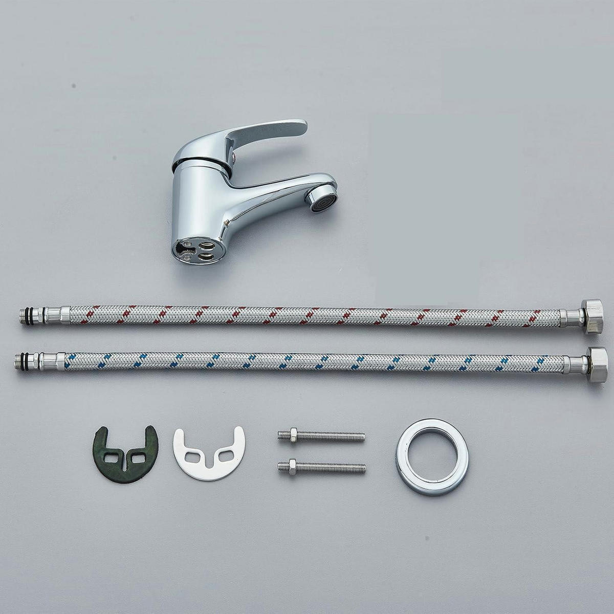 WASCHTISCH-EINHEBELARMATUR Chrom Messingkörper Niedrige Auslaufhöhe - Silberfarben, Metall (8/5/10.5cm)
