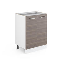 UNTERSCHRANK R-Line Grau 60 cm mit Türen, ohne AP - Weiß/Grau, Holzwerkstoff (60/81.6/46cm) - Vicco
