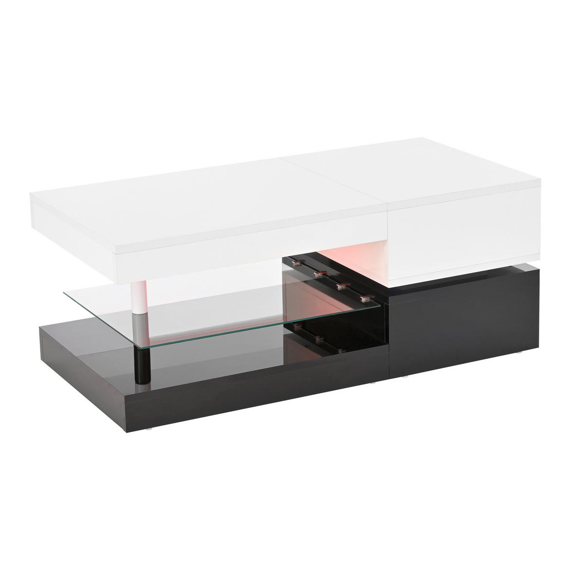 COUCHTISCH 90x45x35 cm LED schwarz weiß - Schwarz, Holzwerkstoff (45/90/35.5cm) - Fortuna Lai