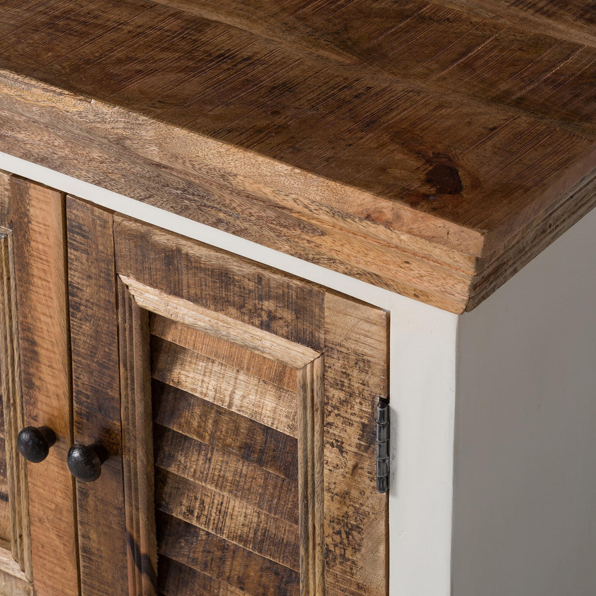 WASCHBECKENUNTERSCHRANK - Teilmassivholz Mango - Weiß, Holz/Metall (70/60/40cm) - home24