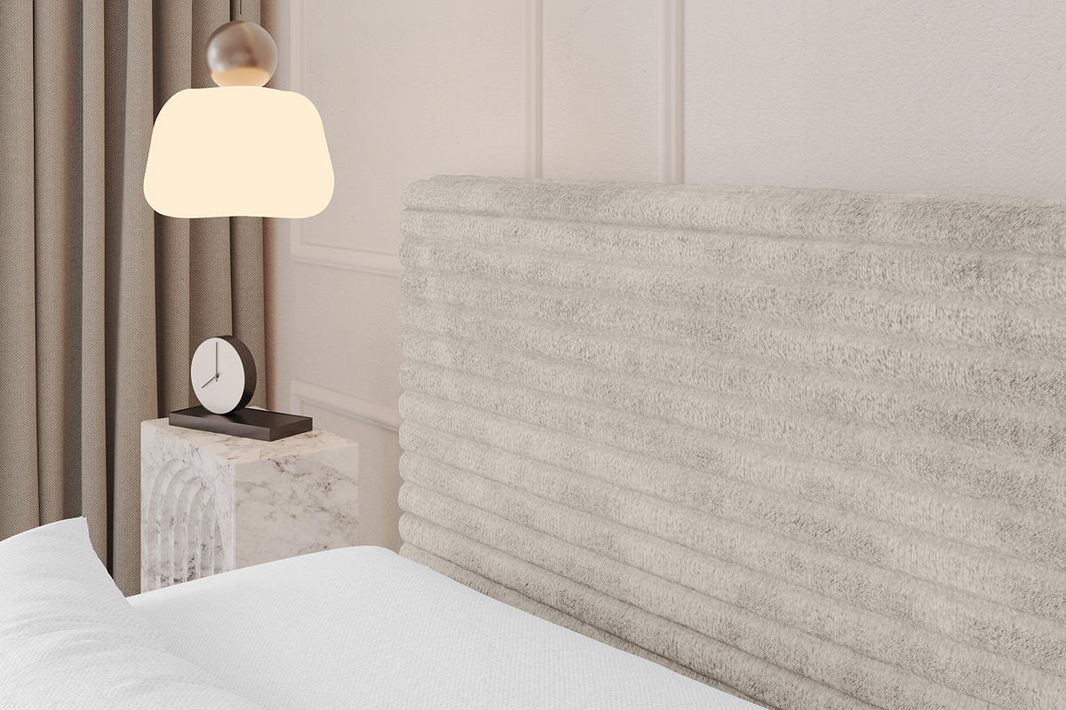 BOXBETT mit Matratze H4 und Lattenrost - TOLO-v1 - 200x200 Cord - Creme - Creme, Holzwerkstoff (200/200cm)