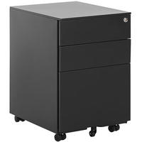 AKTENSCHRANK Metall schwarz 3 Schubladen mit Rollen Cami - Schwarz, Metall (39/60/50cm) - Beliani