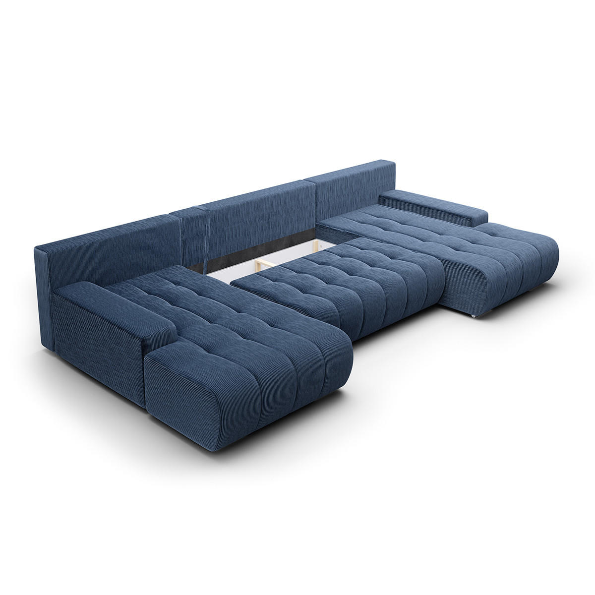 PANORAMASOFA Jonas 5 Sitzplätze Blau - Blau, Holz (350/85/185cm) - Petits-meubles