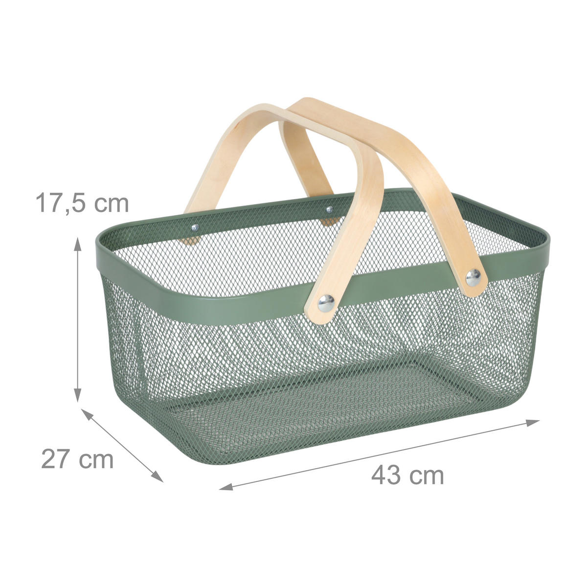 DRAHTKORB - Türkis, Holz/Metall (43/17.5/27cm) - Relaxdays