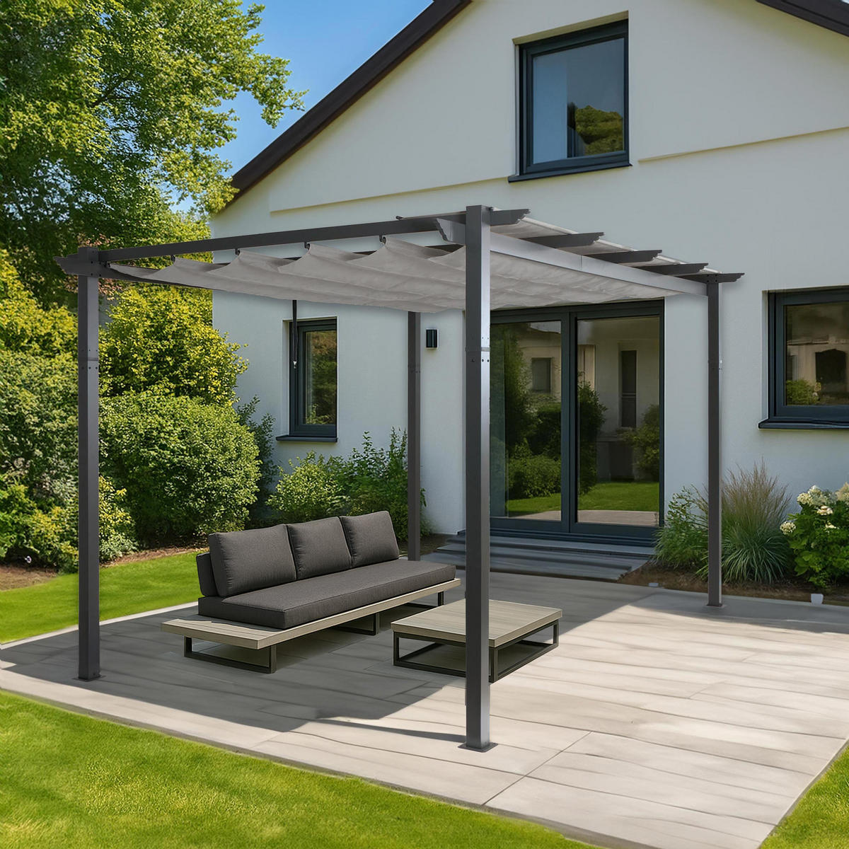 PERGOLA Grau - Grau, Metall (400/240/300cm) - MCW