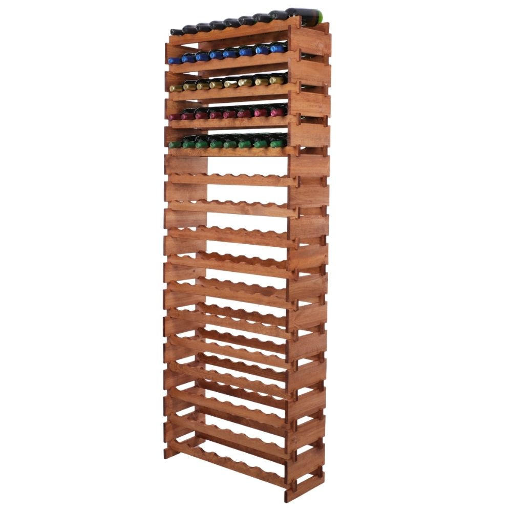 WEINREGAL VINOTECA FLEX PRO HxBxT 219x84x28cm 128 Flaschen auf 16 Ebenen Braun geölt - Braun, Holz (84/219/28cm) - PROREGAL