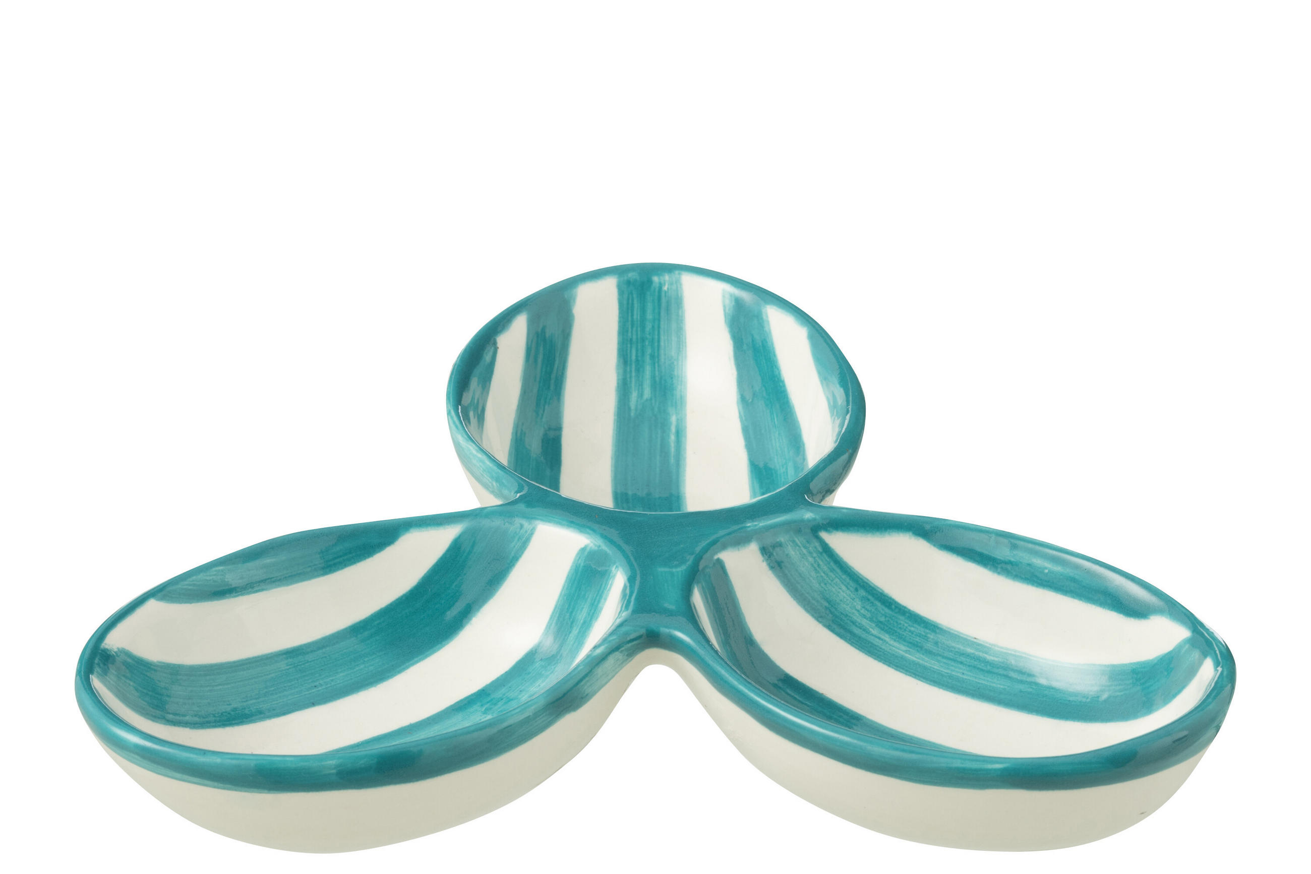 APERO-TELLER GRANADA STRIPES - Töpferei - Aqua - Multicolor, Keramik (24cm) - J-Line