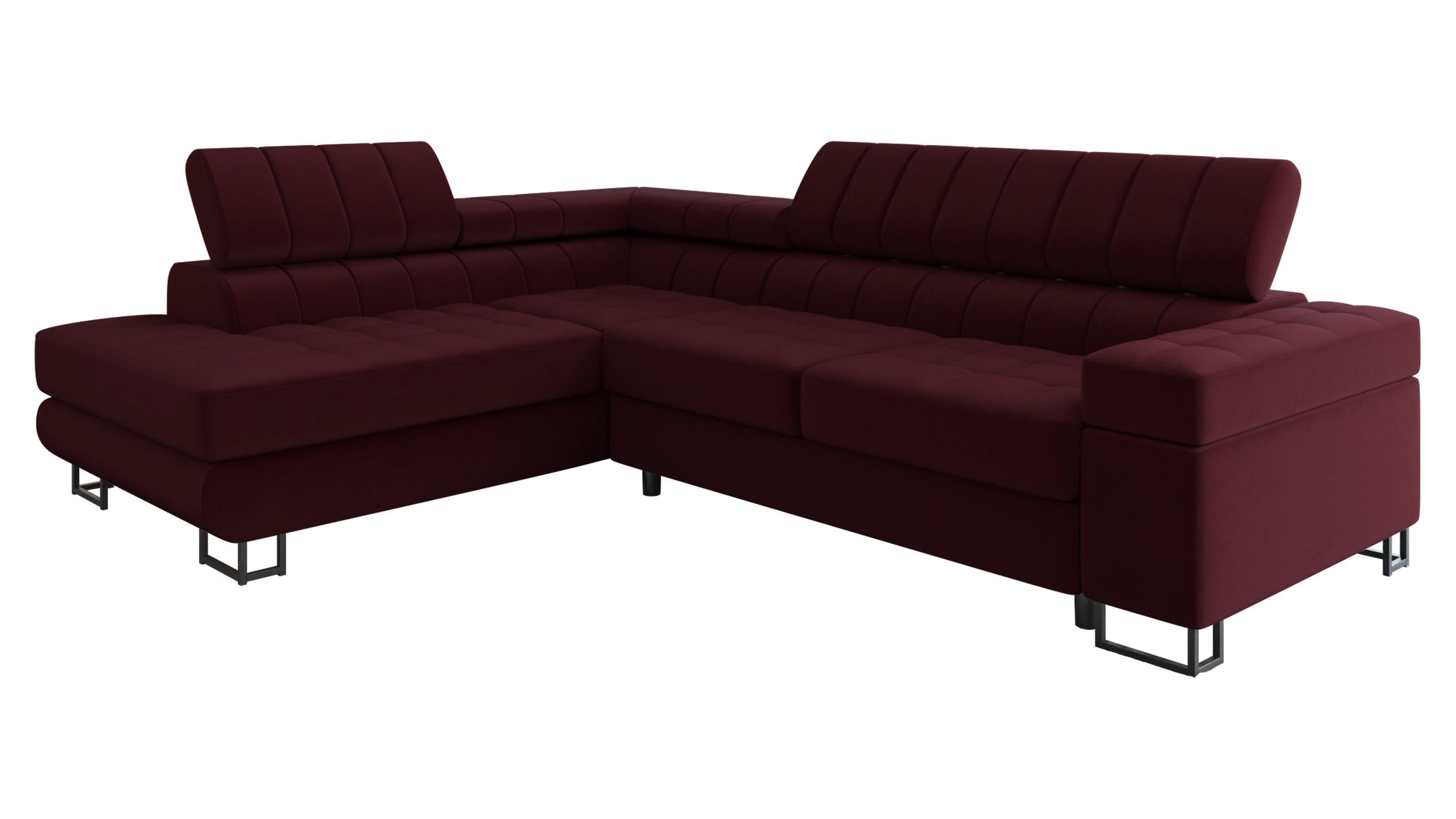 ECKSOFA Laris Premium, Seite: Links - Bordeaux/Schwarz, Holz/Textil (271/203cm) - MIRJAN24