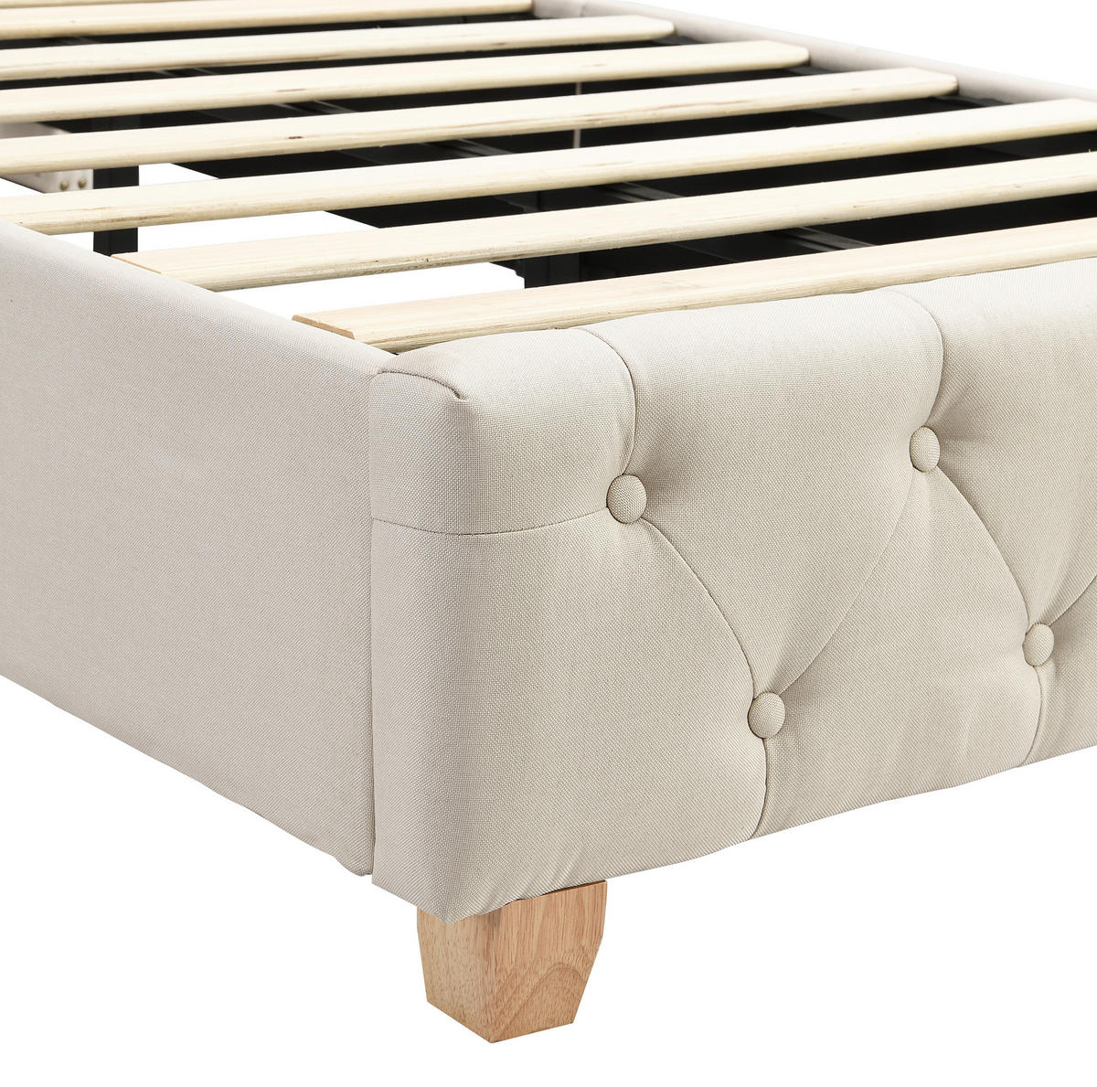 POLSTERBETT 90/200 cm aus Leinen mit Ladestation verstecktem Becherhalter und Stauraum Grau - Grau, Textil (90/200cm) - Modenvie