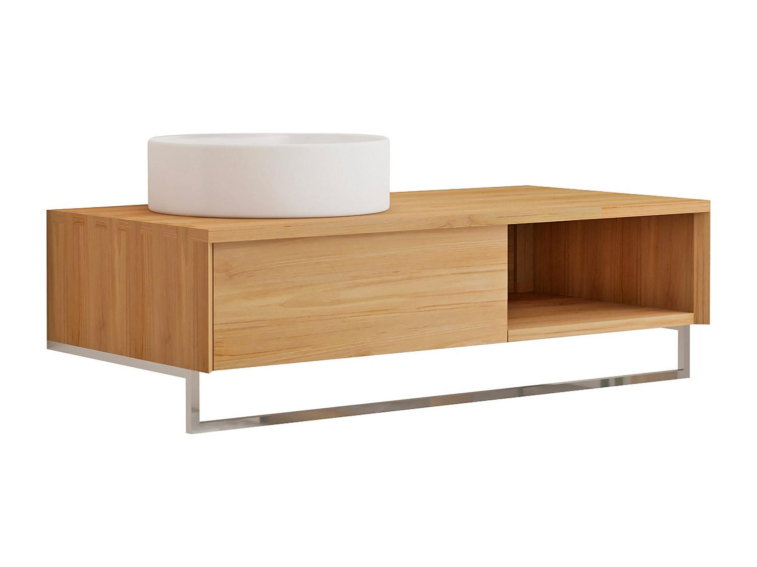 EINZELWASCHTISCH - 105 cmcm x 50 cmcm - Holz, Platte - Naturfarben Hell - KUPANG - Naturfarben, Holz (105/32/50cm) - Vente-Unique