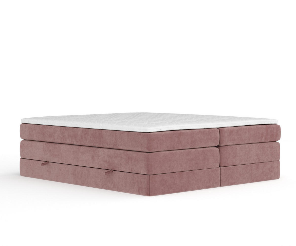 BOXSPRINGBETT Juniper Rosa 140/200 cm - Schwarz/Rosa, Holz/Holzwerkstoff (140/200cm) - Maison de Reve