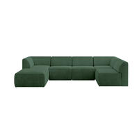 WOHNLANDSCHAFT Ottomane Links MOVO-L 345x180x78 cm Grün Cord - Waldgrün/Schwarz, Holzwerkstoff/Kunststoff (180/78/345cm) - ALTDECOR