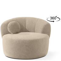 DREHSESSEL VIRA, Hellbeige, Bouclé - Hellbraun/Schwarz, Holz/Holzwerkstoff (105/76/100cm) - KONSIMO®