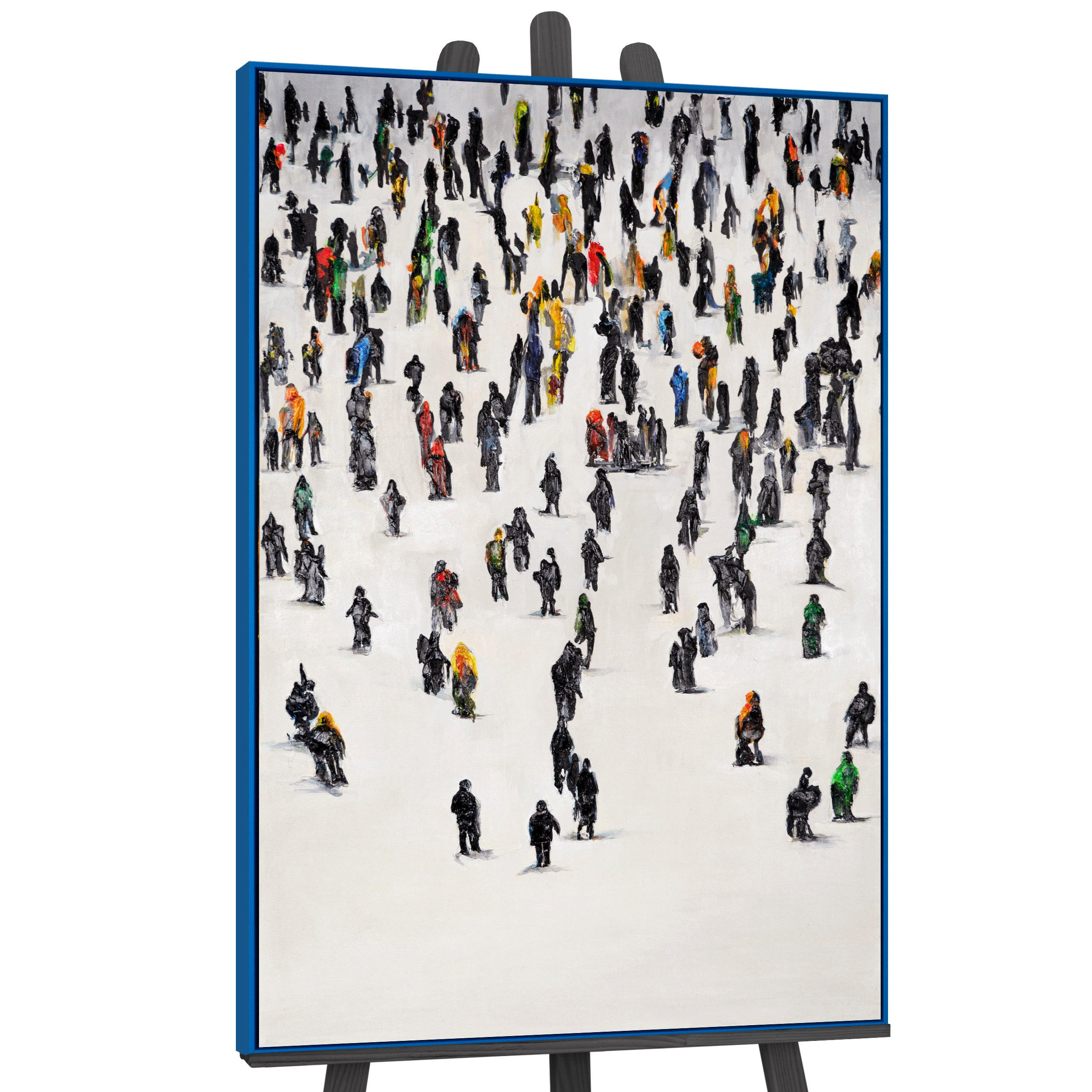 GEMÄLDE Kollektive Bewegung Schattenfugenrahmen Blau 140x100 cm - Blau, Holz (140/100cm) - YS-art gallery
