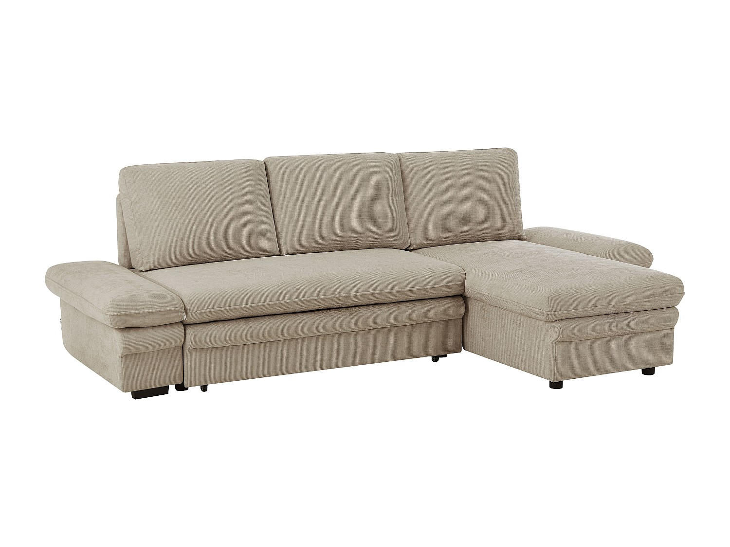 ECKSOFA mit Schlaffunktion & Ecke wechselbar - Chenille-Stoff - Beige - SIVIARA - Beige, Textil (258/146cm) - Vente-Unique