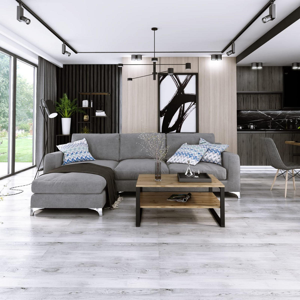 COUCHTISCH Basic rechteckig Wotan Eiche mit Metallbeinen - Ahornfarben, Metall (60/90/18cm) - Design Möbel