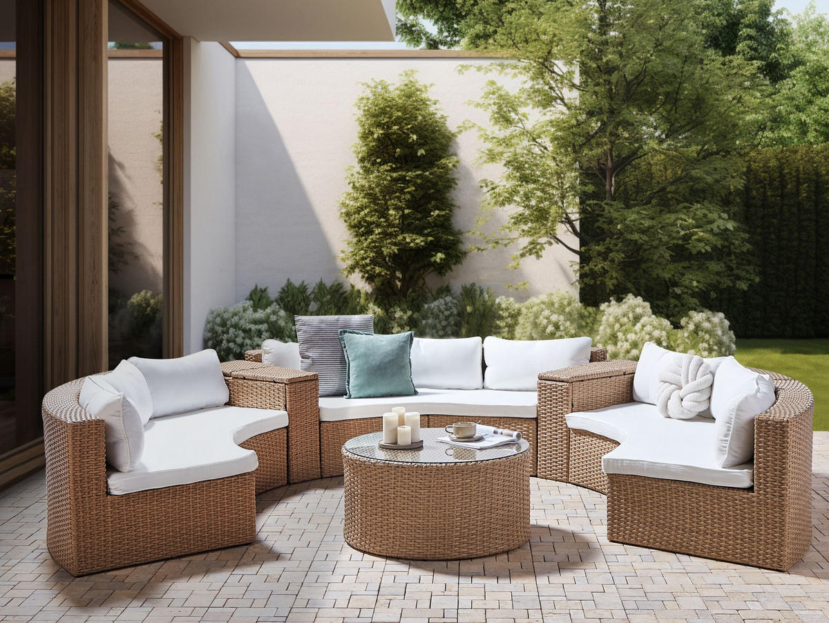 LOUNGE-SET PE Rattan sandbeige Severo - Beige, Kunststoff - Beliani