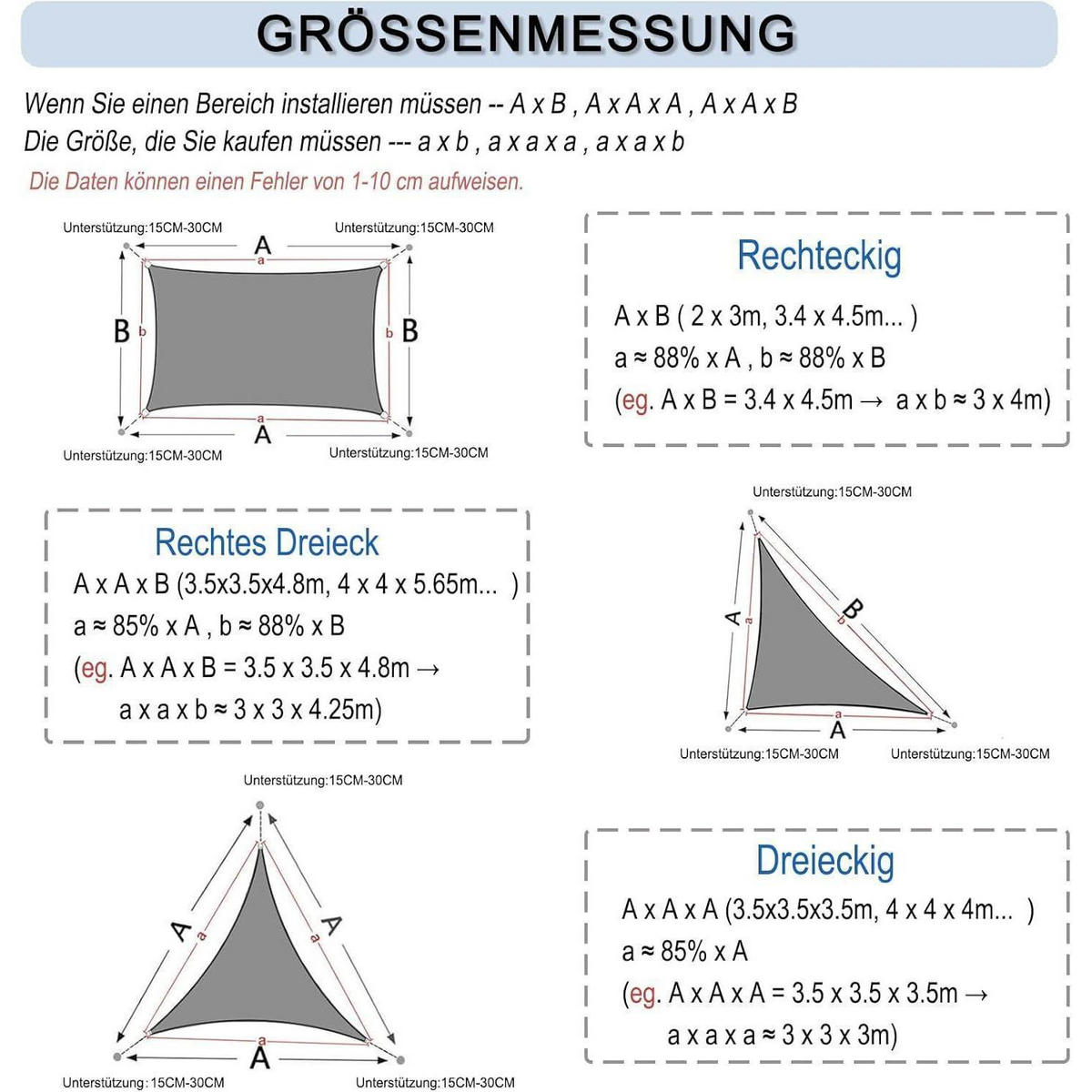 SONNENSEGEL Rechteckig 2 x 4 m Creme Wasserdicht UV-Schutz 95% - Creme, Textil (200/400cm)