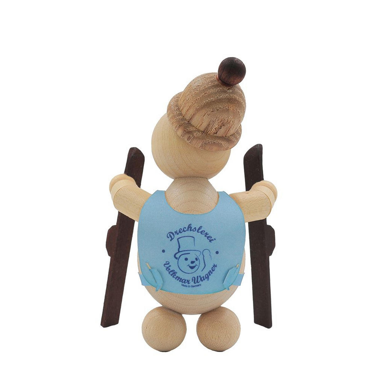 HOLZFIGUR Schneemann Junior Skianfänger Guck in die Luft 9 cm - Multicolor, Holz (8/9/0.1cm)